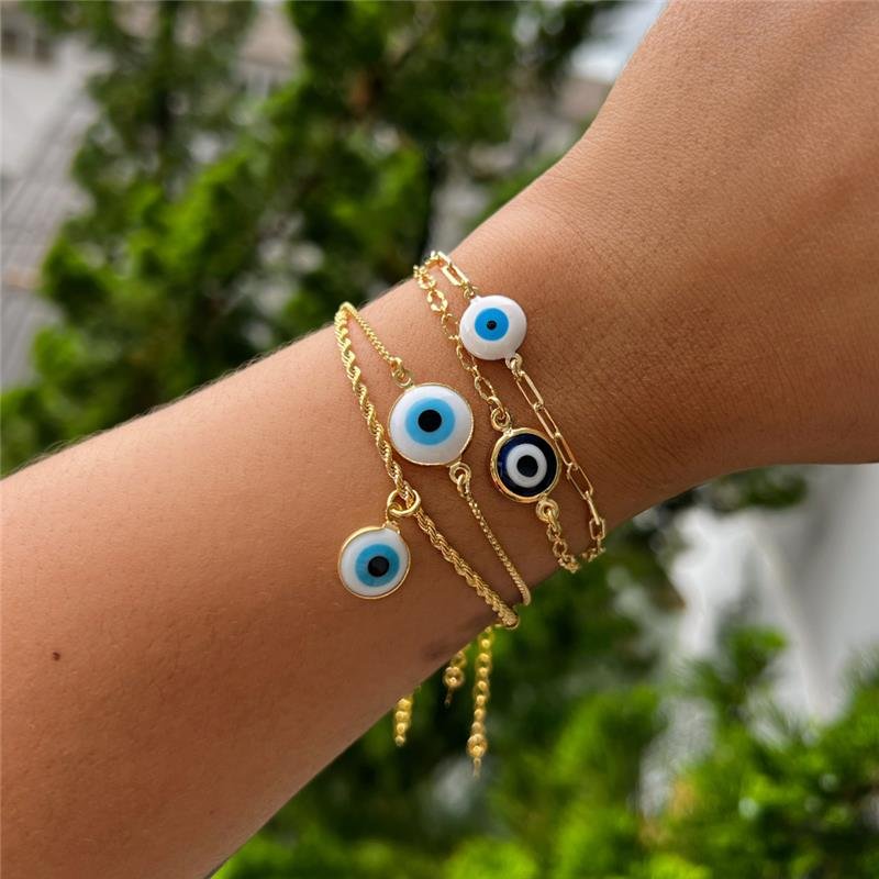 PULSEIRA TEXTURIZADA OLHO GREGO BANHADO OURO