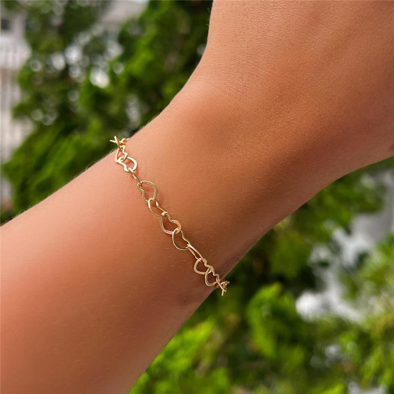 PULSEIRA CORAÇÕES G BANHADO OURO