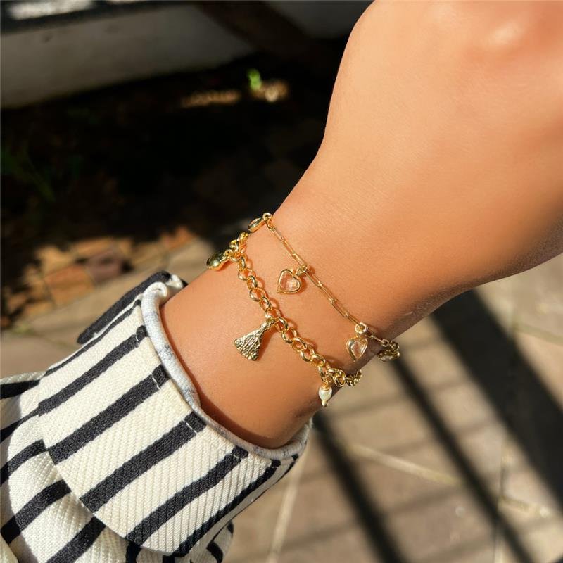 PULSEIRA CORAÇÕES BANHADO OURO