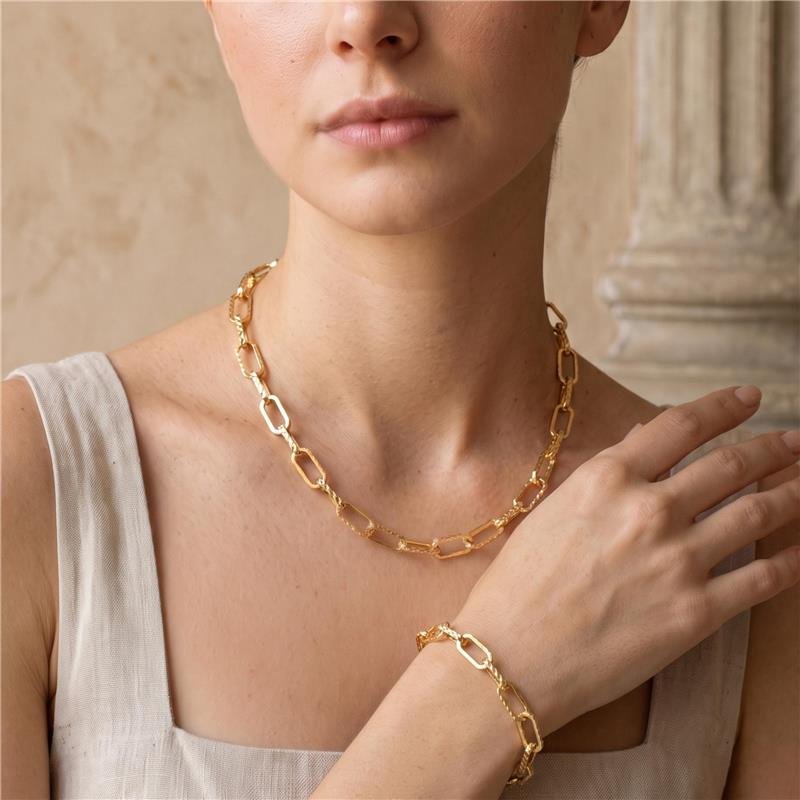 PULSEIRA ELOS TRABALHADOS BANHADO OURO - .