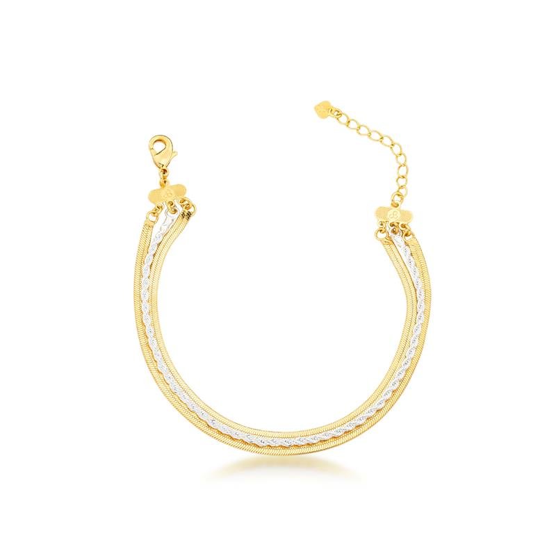 PULSEIRA TRIPLA BANHADO OURO/PRATA - .