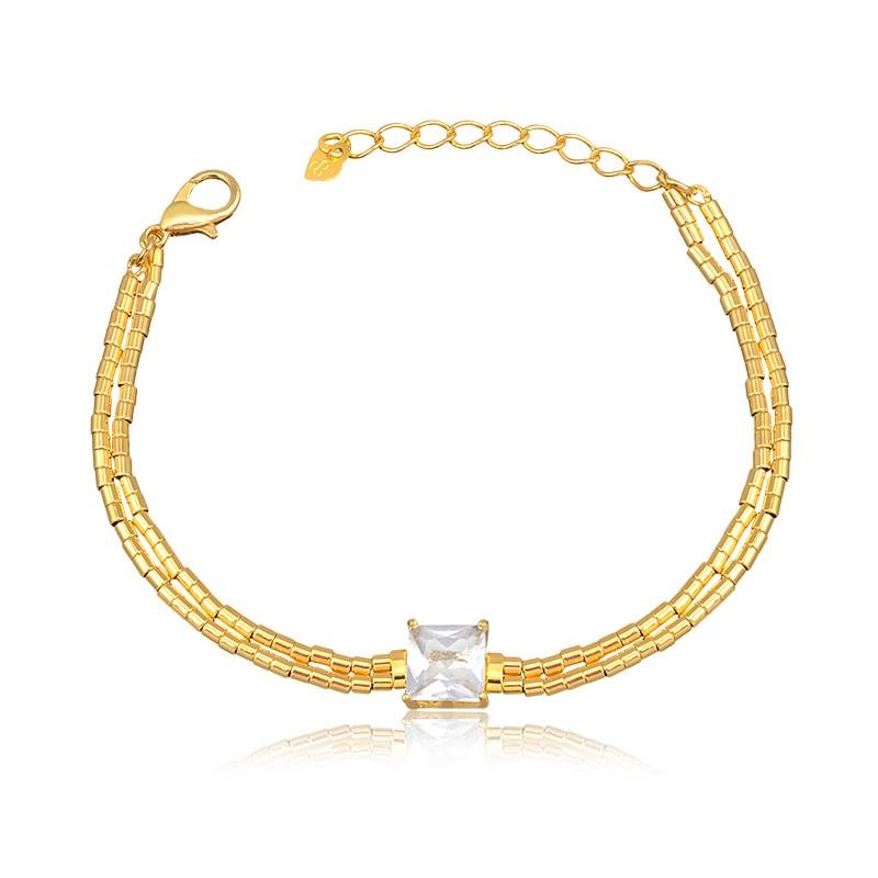PULSEIRA CANINHOS BANHADO OURO ESPECIAL - CRISTAL