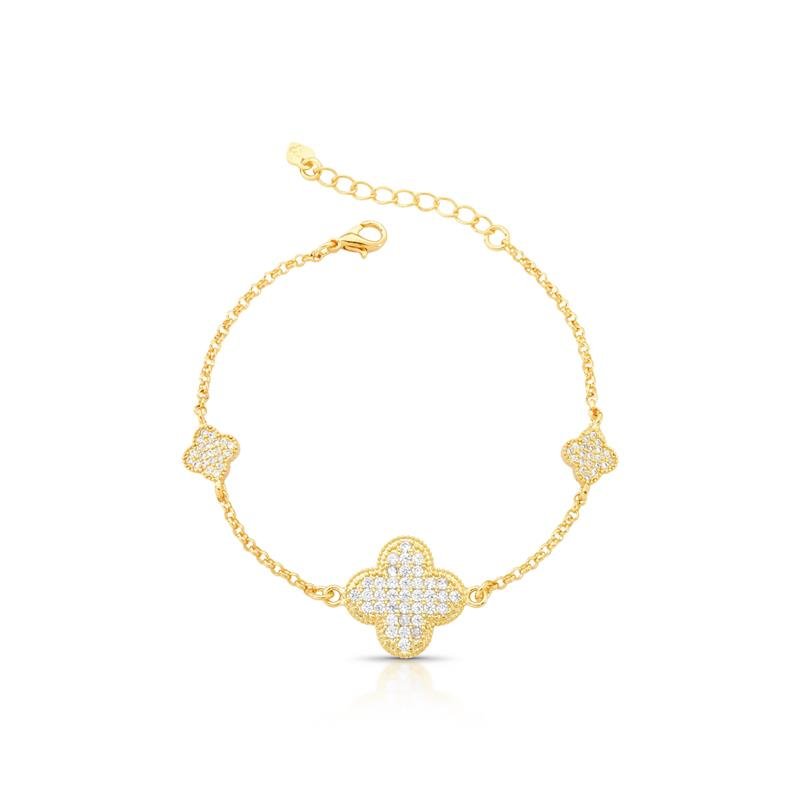PULSEIRA VINTAGE CRAVEJADO BANHADO OURO - CRISTAL