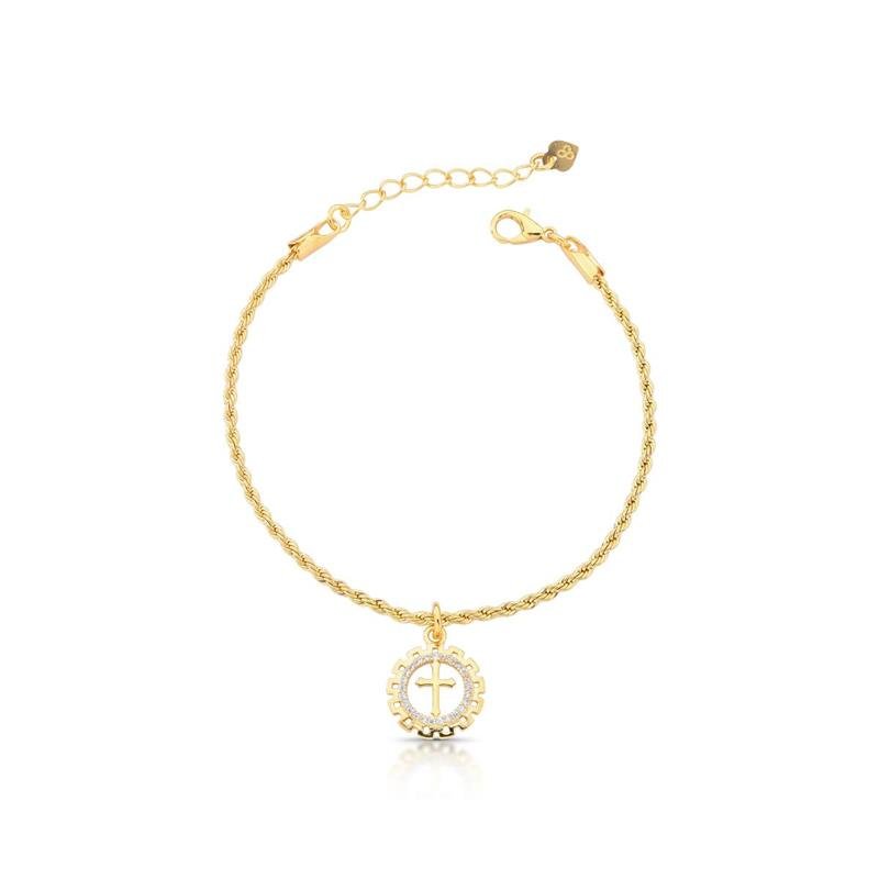 PULSEIRA CRUZ BANHADO OURO - CRISTAL