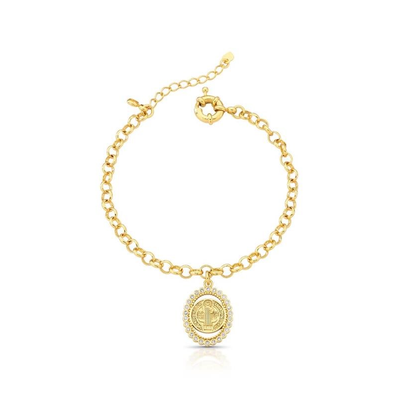 PULSEIRA SÃO BENTO BANHADO OURO - CRISTAL