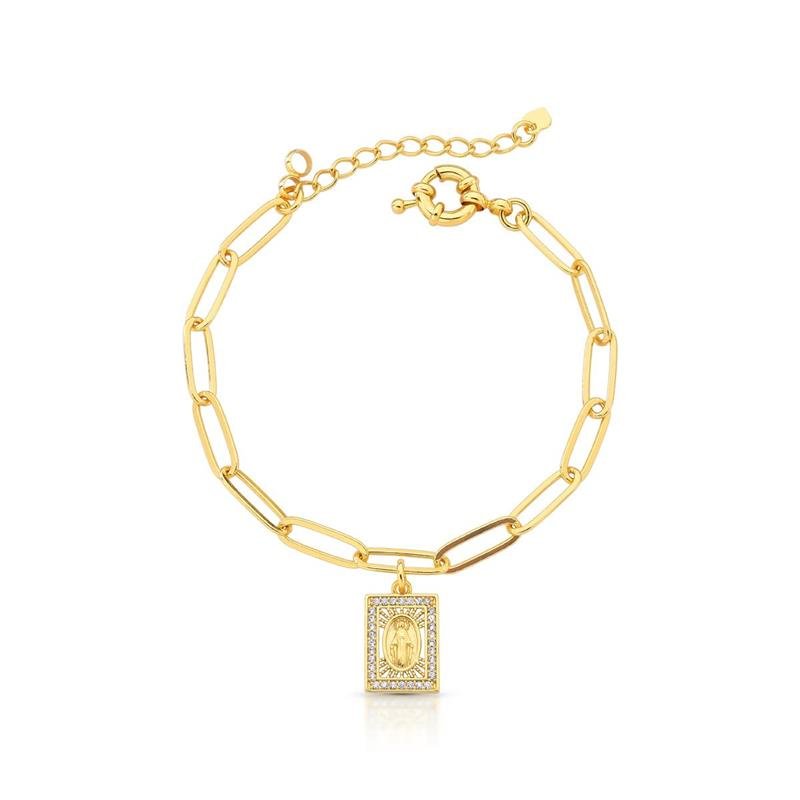 PULSEIRA NOSSA SRA DAS GRAÇAS BANHADO OURO - CRISTAL