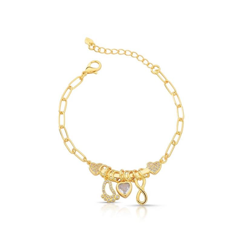 PULSEIRA BERLOQUES BANHADO OURO - CRISTAL