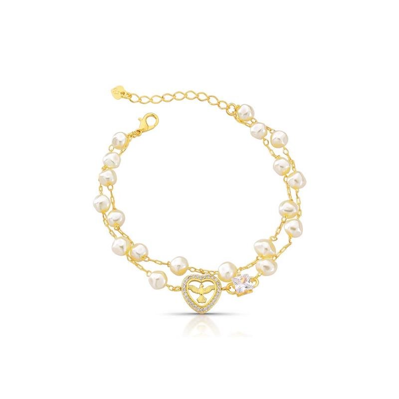 PULSEIRA DUPLA ESPÍRITO SANTO BANHADO OURO - CRISTAL