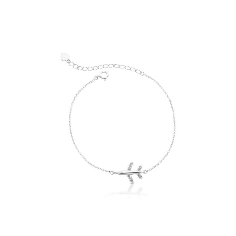 PULSEIRA AVIÃO PRATA 925 - CRISTAL