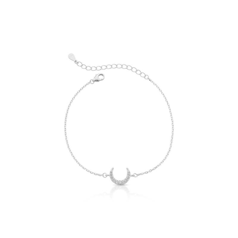 PULSEIRA LUA CRAVEJADA PRATA 925 - CRISTAL
