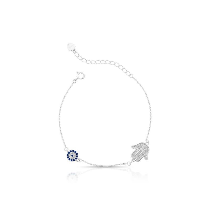 PULSEIRA PROTEÇÃO PRATA 925 - AZUL/CRISTAL