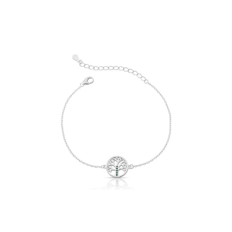 PULSEIRA ÁRVORE DA VIDA PRATA 925 - VERDE