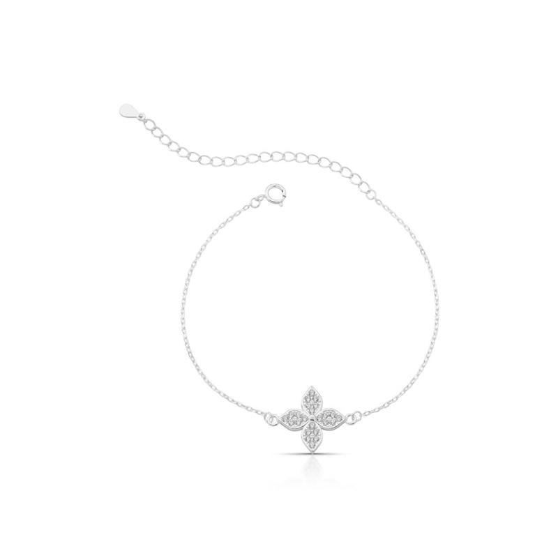 PULSEIRA FLOR PRATA 925 - CRISTAL