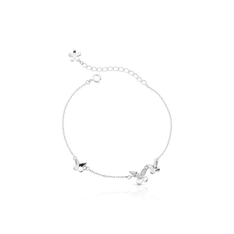 PULSEIRA BORBOLETAS PRATA 925 - CRISTAL