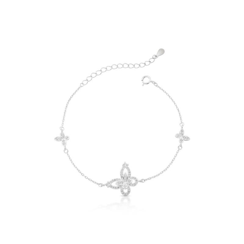 PULSEIRA BORBOLETAS PRATA 925 - CRISTAL
