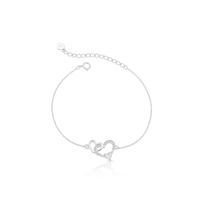 PULSEIRA CORAÇÕES PRATA 925 - CRISTAL