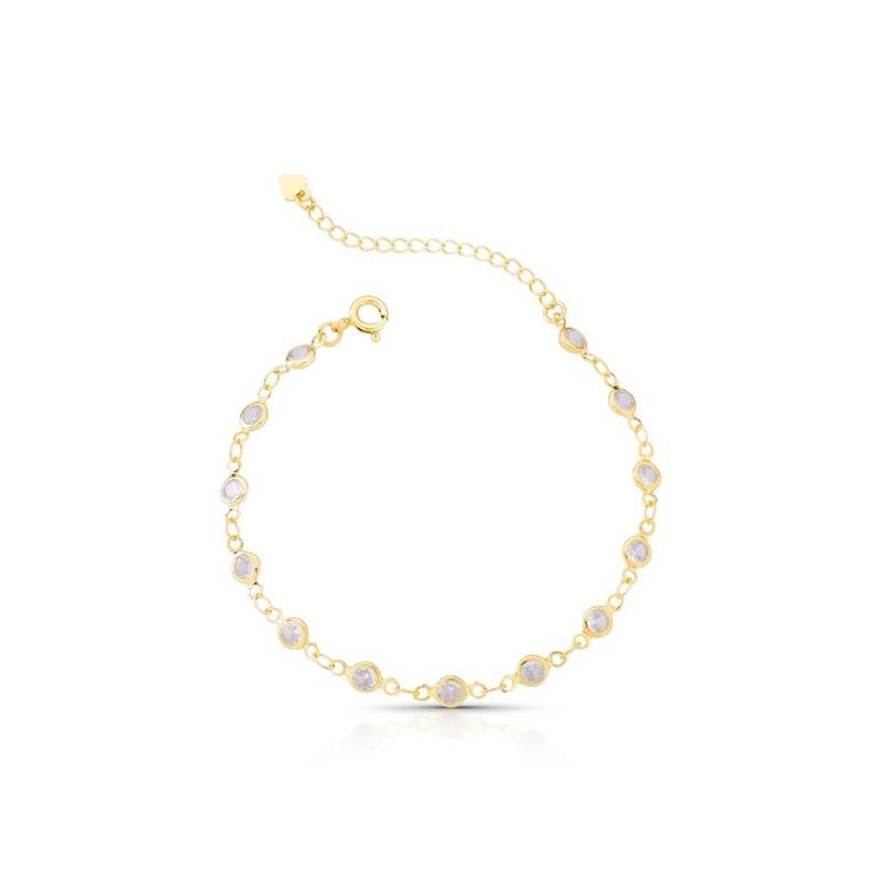PULSEIRA PONTOS DE LUZ BANHADO OURO - CRISTAL