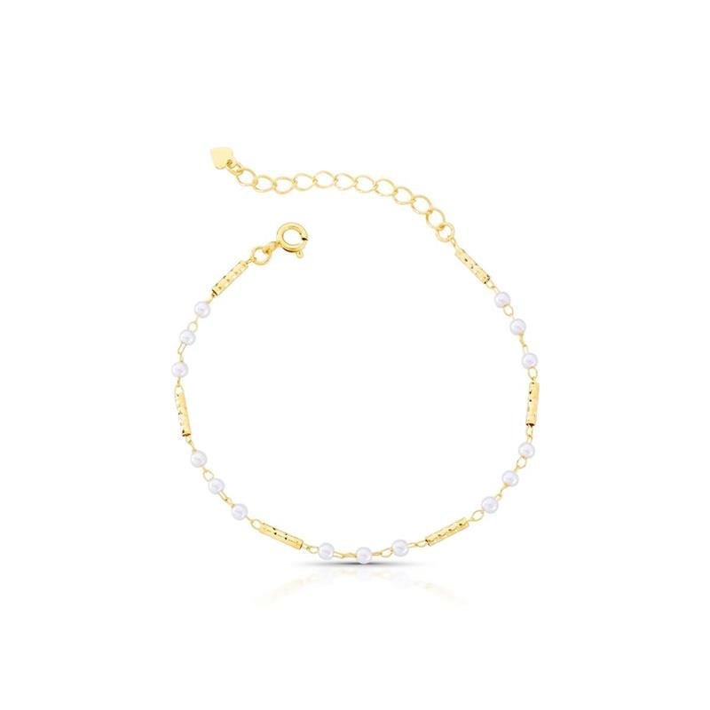 PULSEIRA PÉROLINHAS BANHADO OURO - .
