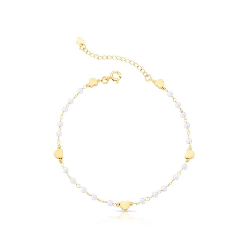 PULSEIRA CORAÇÕES BANHADO OURO - .