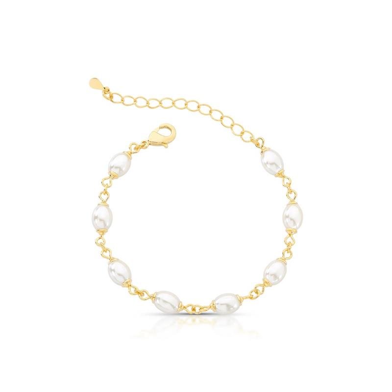 PULSEIRA PÉROLAS BANHADO OURO - .