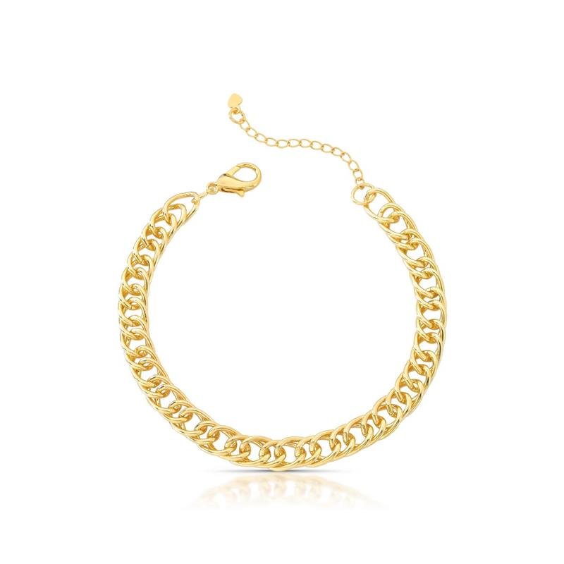 PULSEIRA ELOS DUPLOS BANHADO OURO - .