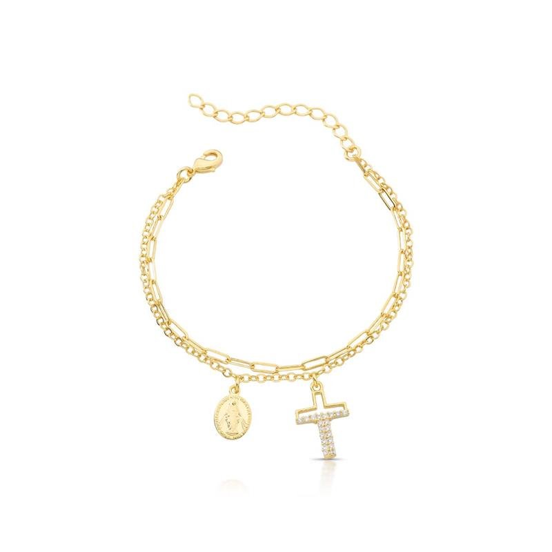PULSEIRA NOSSA SRA DAS GRAÇAS BANHADO OURO - CRISTAL