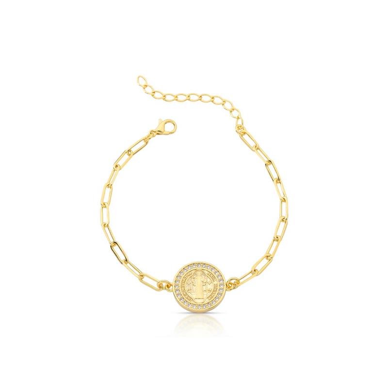 PULSEIRA SÃO BENTO BANHADO OURO - CRISTAL