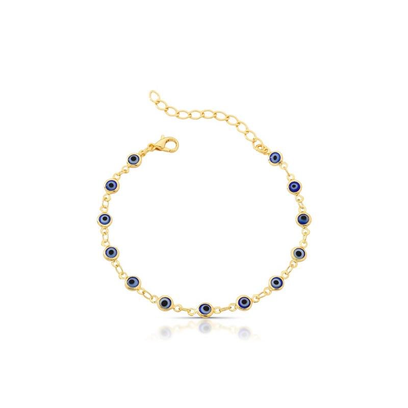 PULSEIRA OLHO GREGO BANHADO OURO - AZUL
