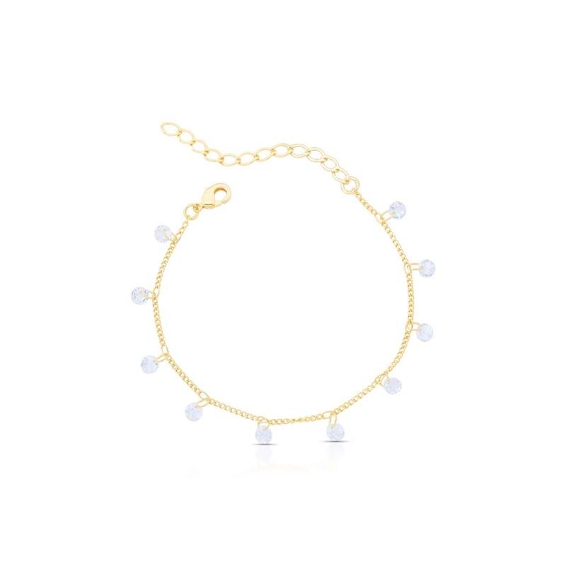 PULSEIRA PONTOS DE LUZ BANHADO OURO - CRISTAL