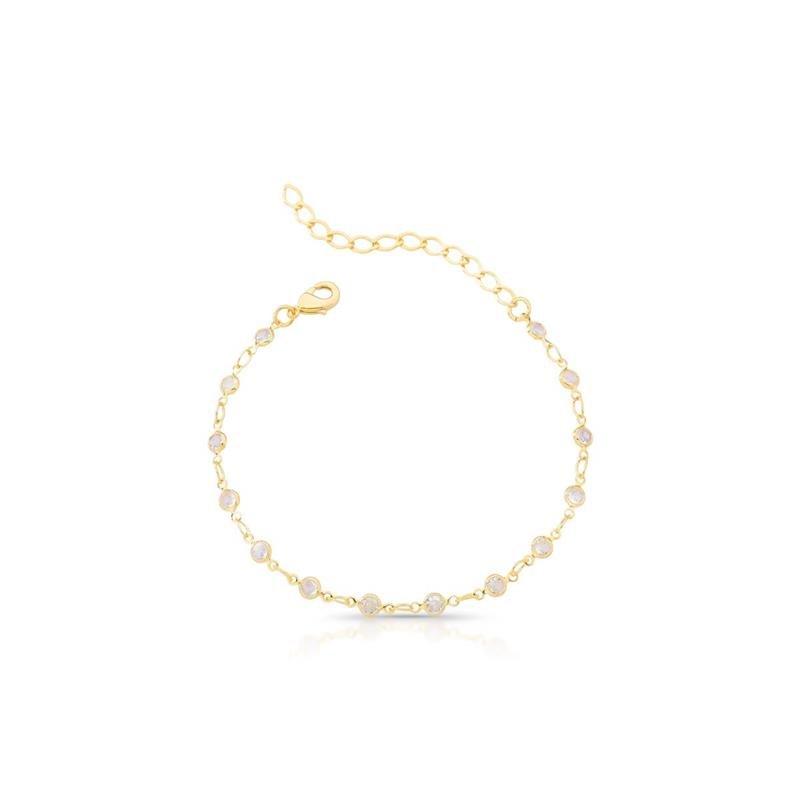 PULSEIRA PONTOS DE LUZ BANHADO OURO - CRISTAL