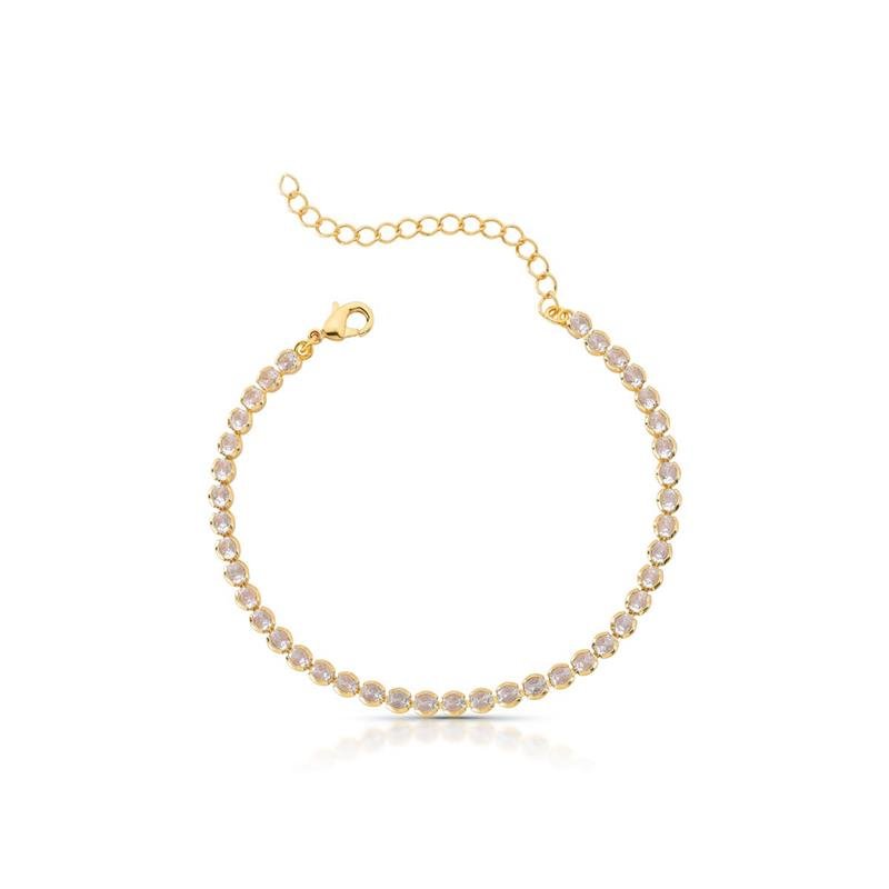 PULSEIRA RIVIERA REDONDA BANHADO OURO - CRISTAL