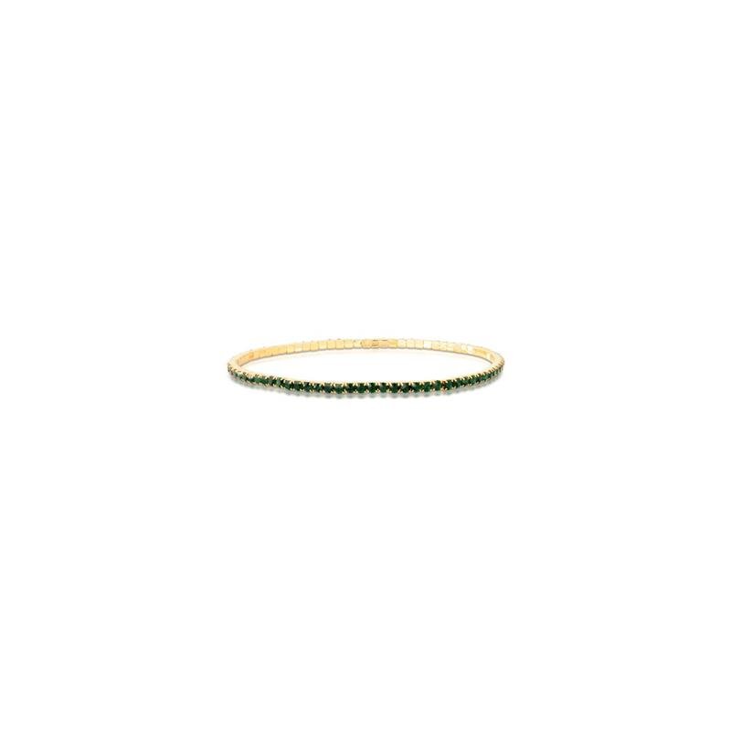PULSEIRA STRASS BANHADO OURO - VERDE ESMERALDA 