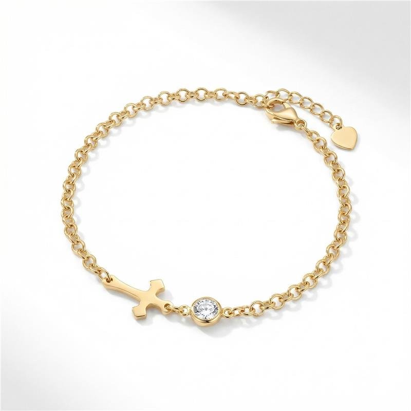 PULSEIRA CRUZ BANHADO OURO - CRISTAL