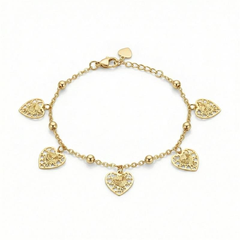 PULSEIRA CORAÇÕES BANHADO OURO - .