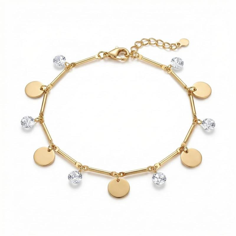 PULSEIRA PONTOS DE LUZ BANHADO OURO - CRISTAL