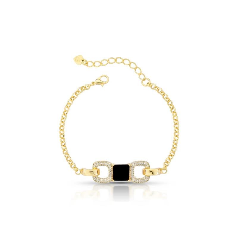 PULSEIRA PEDRA BANHADO OURO - PRETO