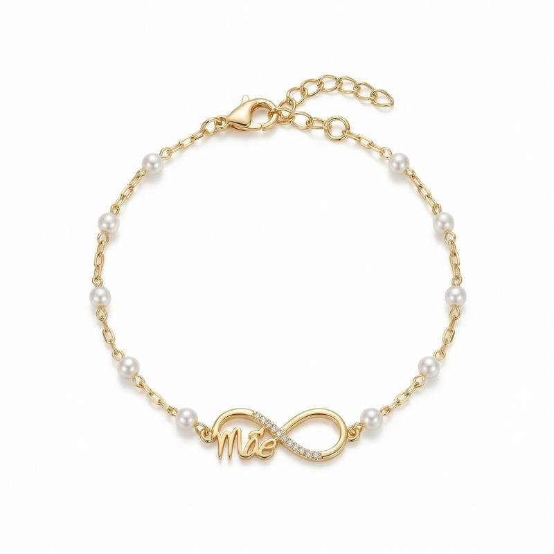 PULSEIRA MÃE BANHADO OURO - CRISTAL