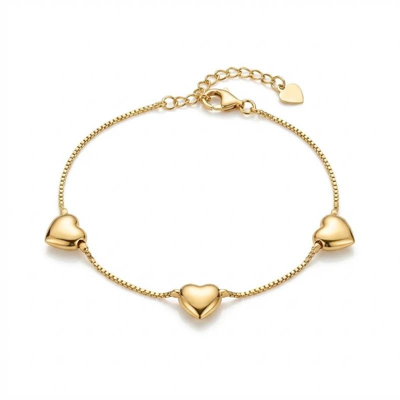 PULSEIRA CORAÇÕES BANHADO OURO - .