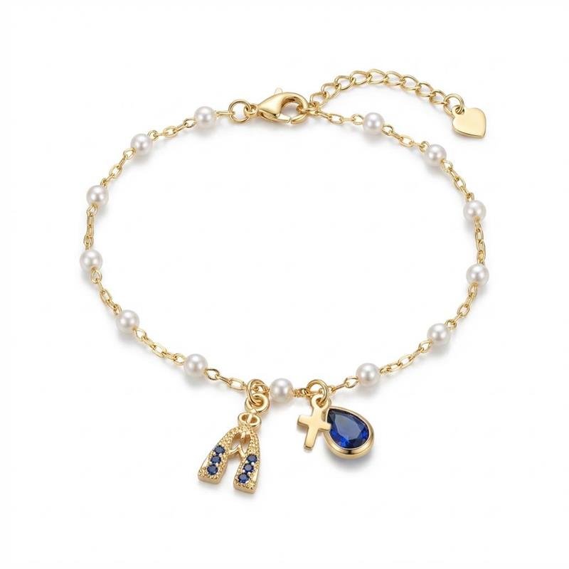 PULSEIRA NOSSA SRA APARECIDA BANHADO OURO - AZUL