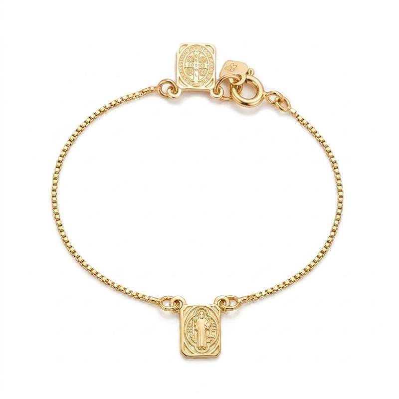 PULSEIRA ESCAPULÁRIO SÃO BENTO BANHADO OURO - .