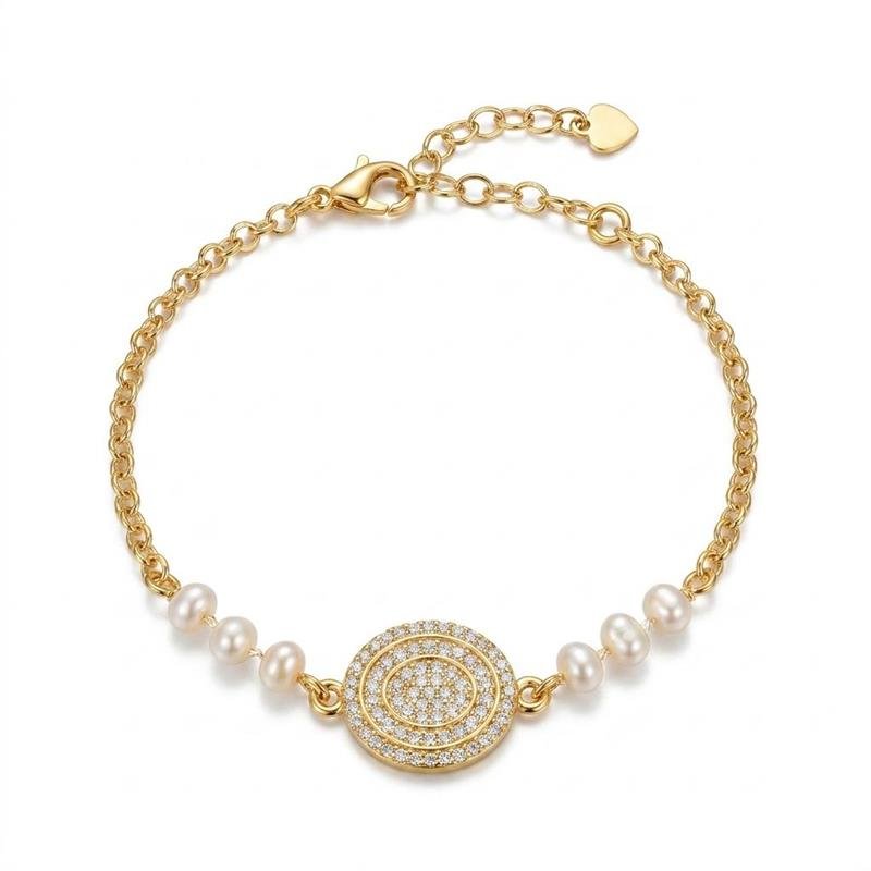 PULSEIRA CRAVEJADA BANHADO OURO - CRISTAL