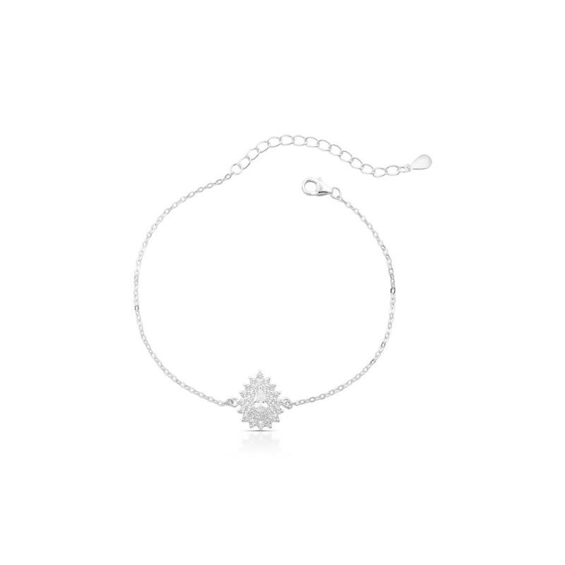 PULSEIRA GOTA CRAVEJADA PRATA 925 - CRISTAL