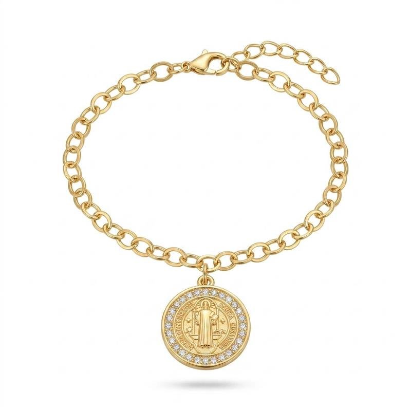 PULSEIRA SÃO BENTO BANHADO OURO - CRISTAL
