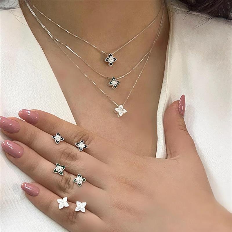 CONJUNTO FLOR PRATA 925