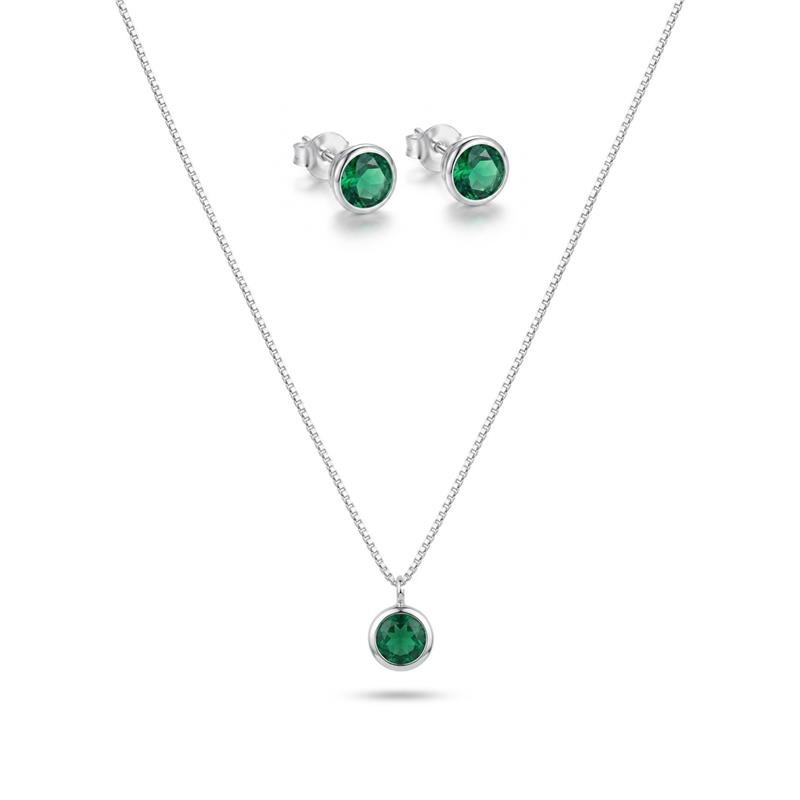 CONJUNTO REDONDO PRATA 925 - VERDE