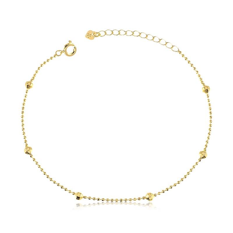 TORNOZELEIRA BOLINHAS BANHADO OURO - .