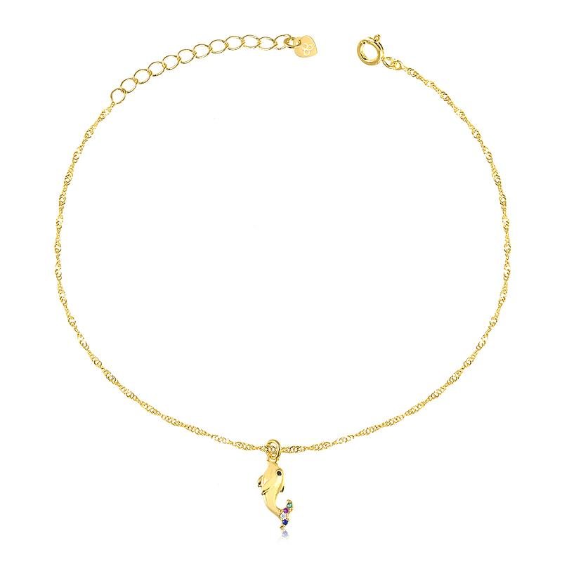 TORNOZELEIRA GOLFINHO BANHADO OURO - COLORIDO