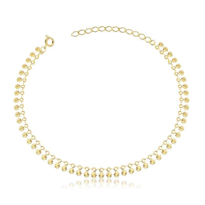 TORNOZELEIRA CHAPINHAS DIAMANTADAS BANHADO OURO - .