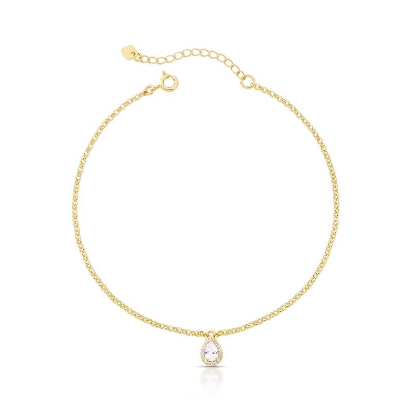 TORNOZELEIRA GOTINHA BANHADO OURO - CRISTAL