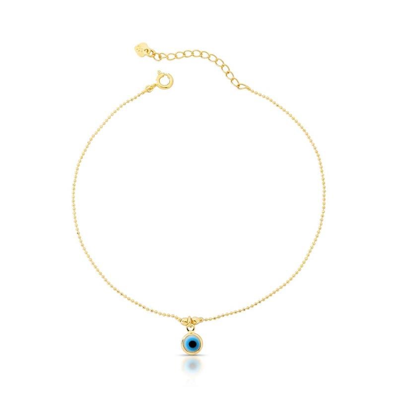 TORNOZELEIRA OLHO GREGO BANHADO OURO - .